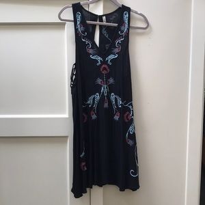 Free People black embroidered dress XS